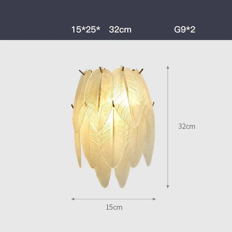 DecorBites™ Art Deco White Glass Feather Chandelier with LED Lighting for Foyer & Bedroom