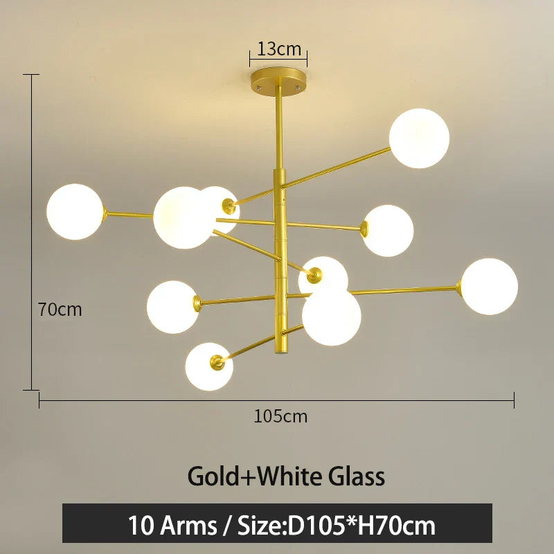 DecorBites™ Black/Gold G9 LED Chandelier for Living Room Bedroom Modern Pendant Lighting