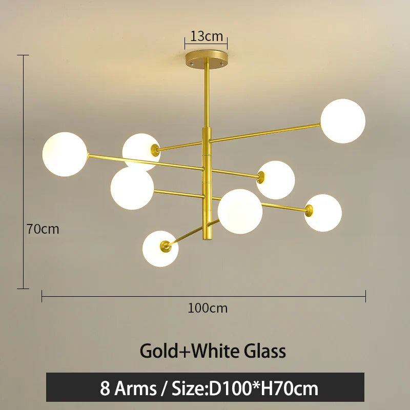 DecorBites™ Black/Gold G9 LED Chandelier for Living Room Bedroom Modern Pendant Lighting