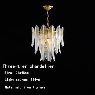 DecorBites™ Leaf Glass Pendant Chandelier - Nordic Style Light Luxury for Bedroom, Living Room