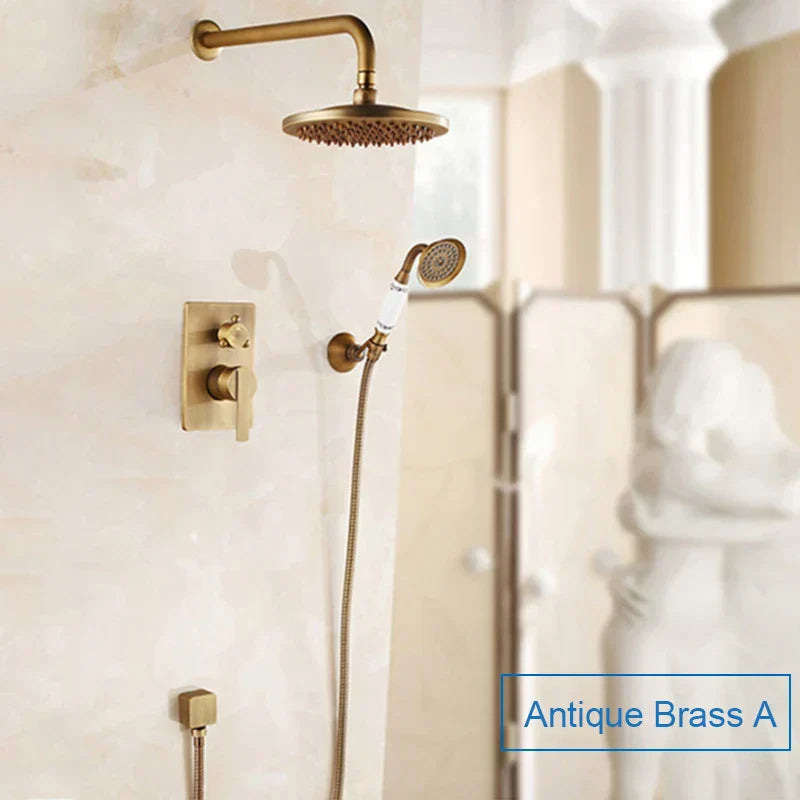DecorBites™ Black Antique Wall-Mounted Bathroom Rain Shower System