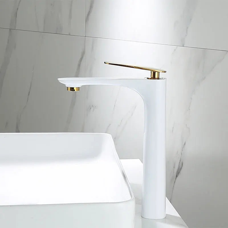 DecorBites™ Black & Gold Basin Faucet | Bathroom Sink Tap Hot Cold Mixer Tap