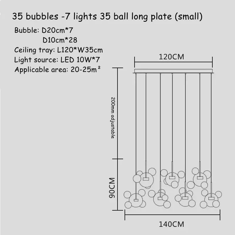 DecorBites™ Bubble Glass LED Chandelier for Kids Room Kitchen Office Restaurant