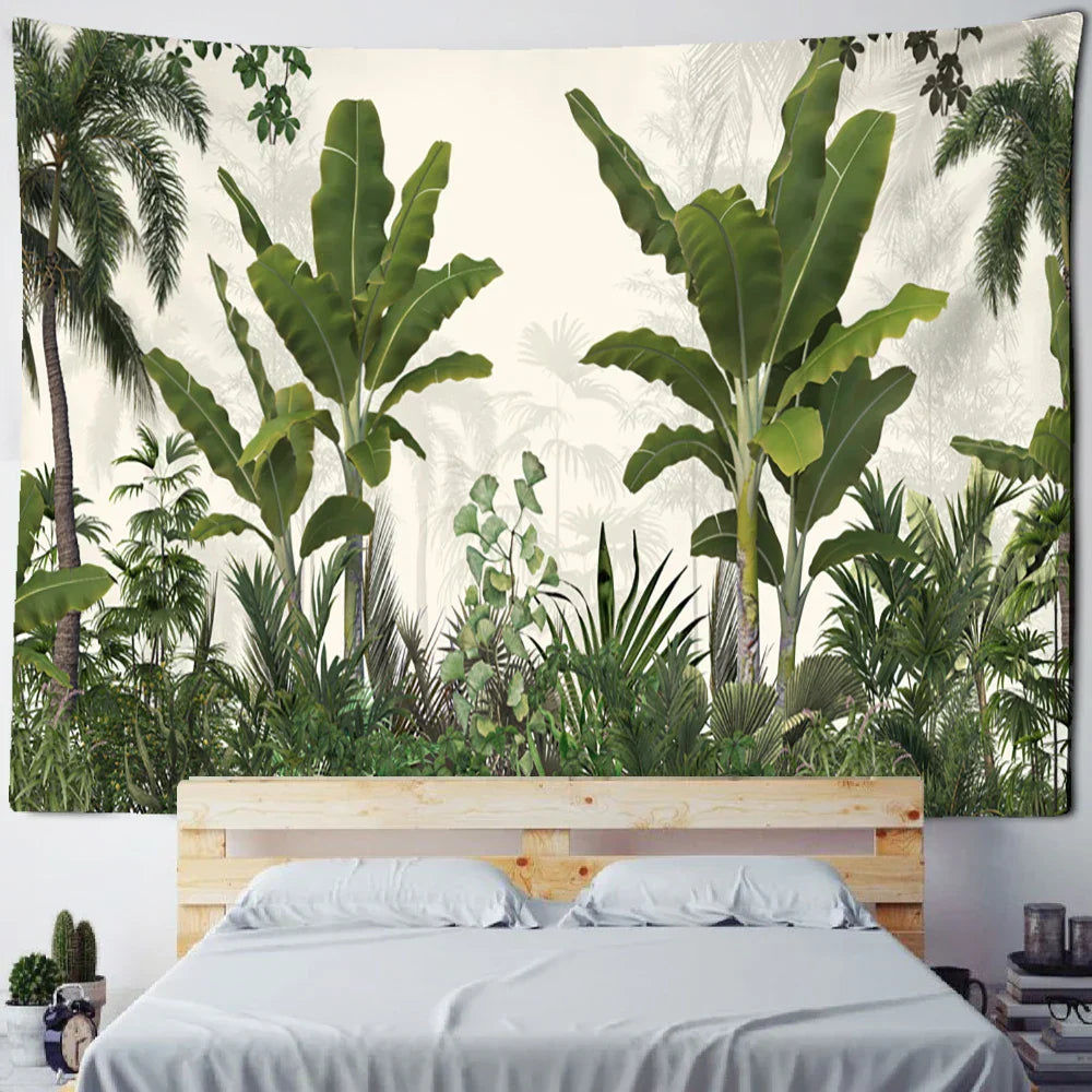 DecorBites™ Banana Tree Tapestry Wall Hanging: Psychedelic Hippie Oil Painting, Tropical Plant Background Boho Decor