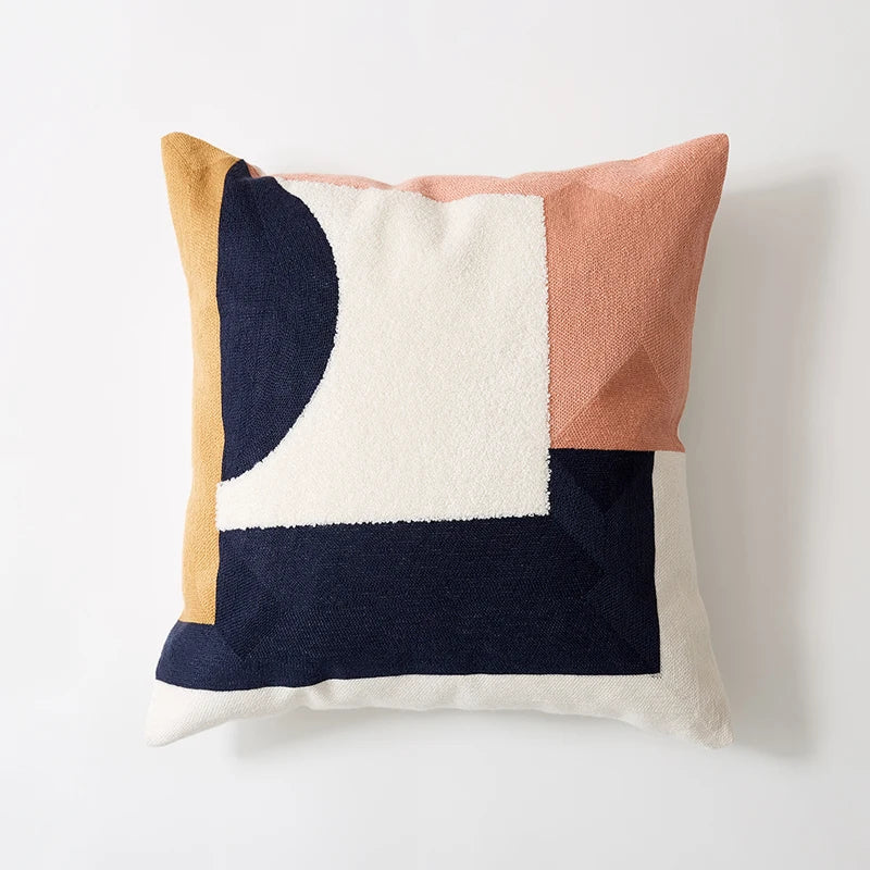 DecorBites™ Abstract Embroidered Pillow Cover 45x45cm Pink Beige for Living Room