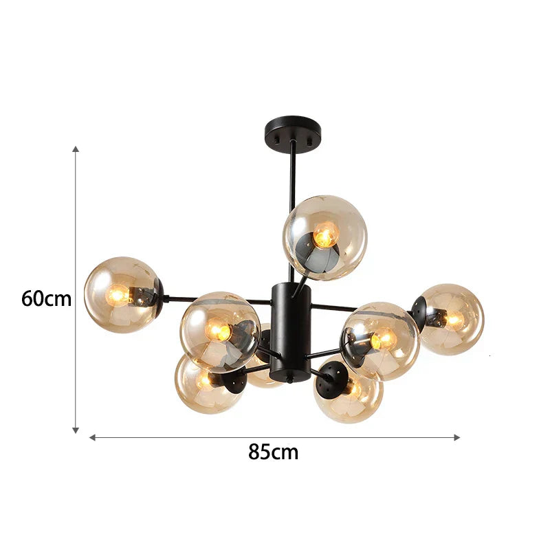 DecorBites™ Black/Gold Glass Pendant Light for Living Room Bedroom Restaurant