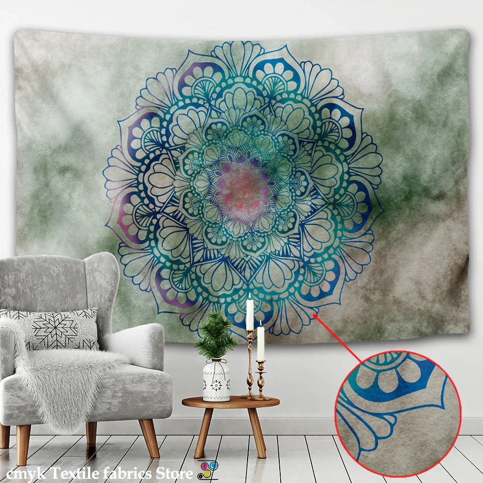 DecorBites™ Boho Sun Moon Mandala Wall Tapestry Psychedelic Hippie Decor