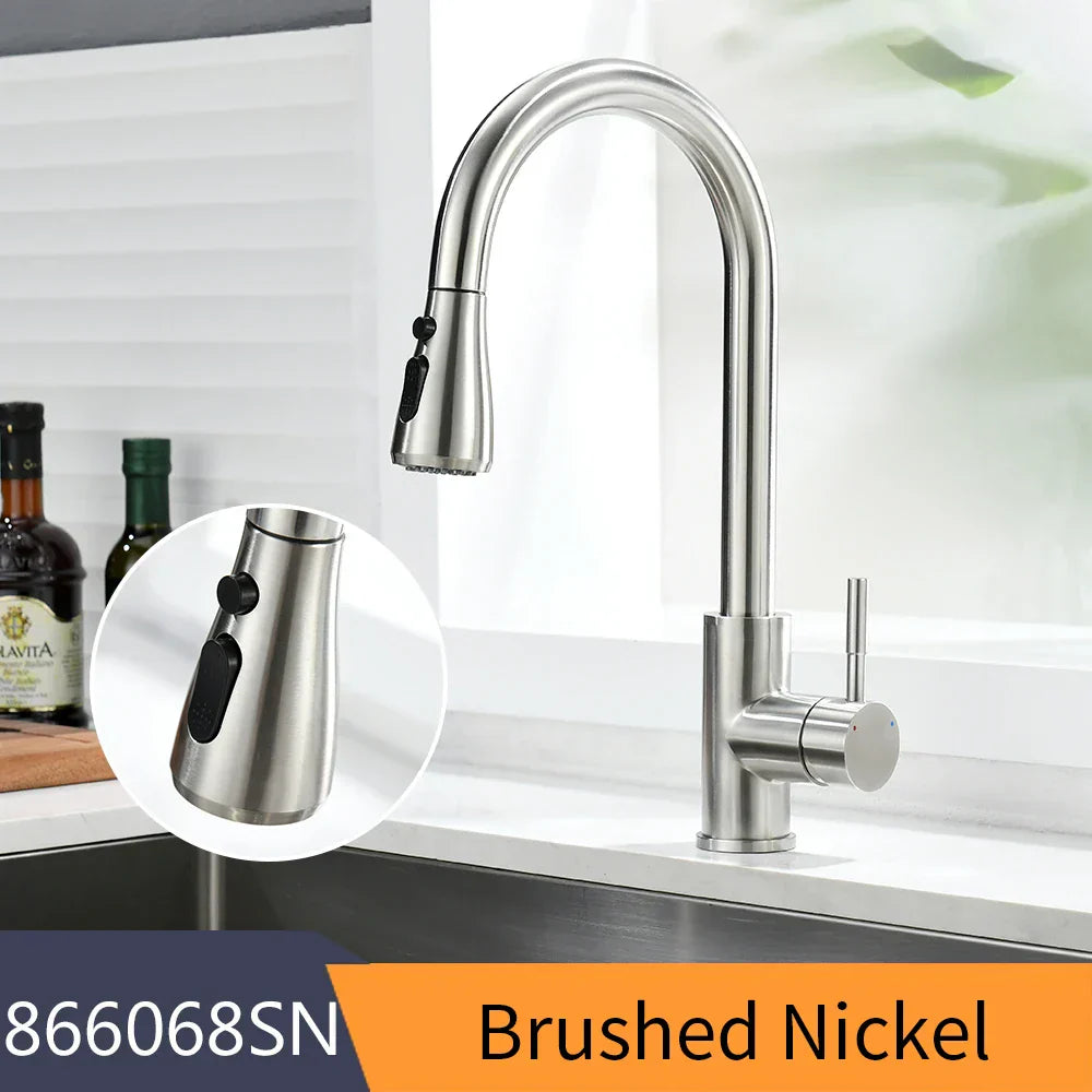 DecorBites™ Black Single Handle Pull Out Kitchen Faucet Swivel 360 Degree Water Mixer Tap