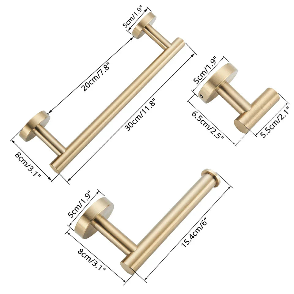DecorBites™ Bathroom Hardware Set: Towel Bar, Robe Hook, Rack, Shelf, Tissue Holder, Hook