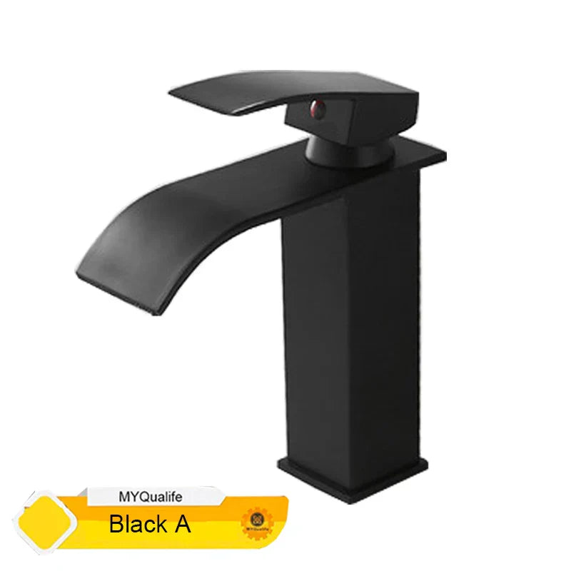 DecorBites™ Black Waterfall Basin Faucet Mixer Tap for Vessel Sinks - Single Hole