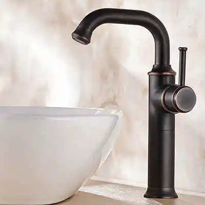 DecorBites™ Black Antique Brass Basin Faucet | Hot Cold Mixer Oil Rubbed Bathroom Sink Tap