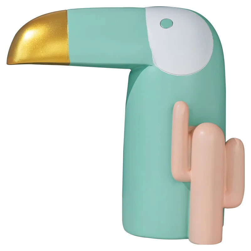 DecorBites™ Bird Figurine: Modern Resin Toucan Statue for Home Office Decor & Phone Holder