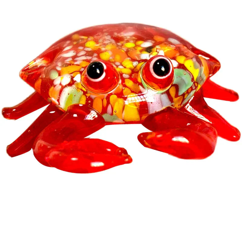 DecorBites™ Crab Glass Figurines: Handblown Art Animals Collectible Sculpture Ornaments