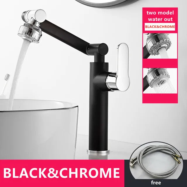 DecorBites™ Gold and Black Bathroom Faucet with Hot Cold Water Mixer - Deck Mounted