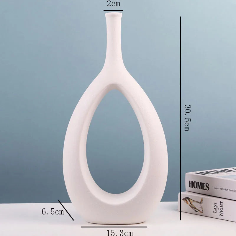 DecorBites™ Ceramic Vase Nordic Style Pampas Grass Home Decor Office Ornament