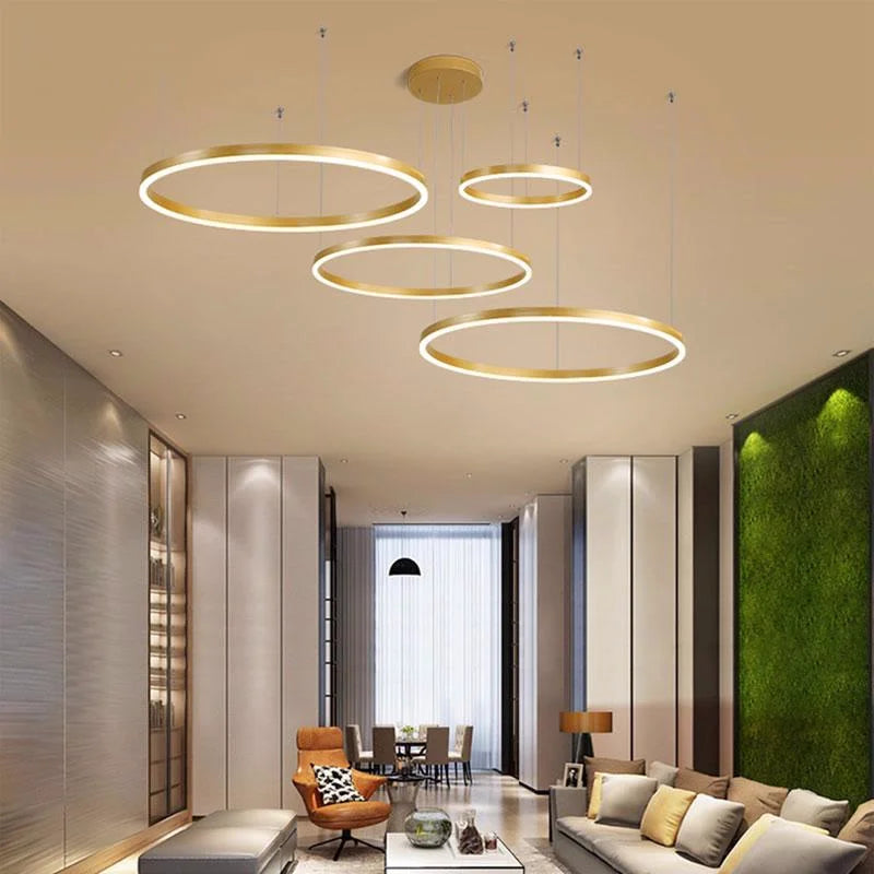 DecorBites™ Brushed Gold LED Chandelier Rings Ceiling Mounted Lighting