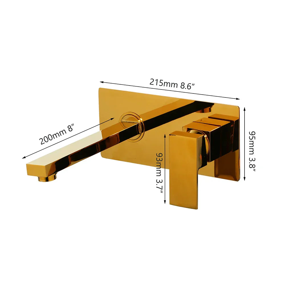 DecorBites™ Black Wall Mounted Basin Faucet Solid Brass Hot Cold Mixer.