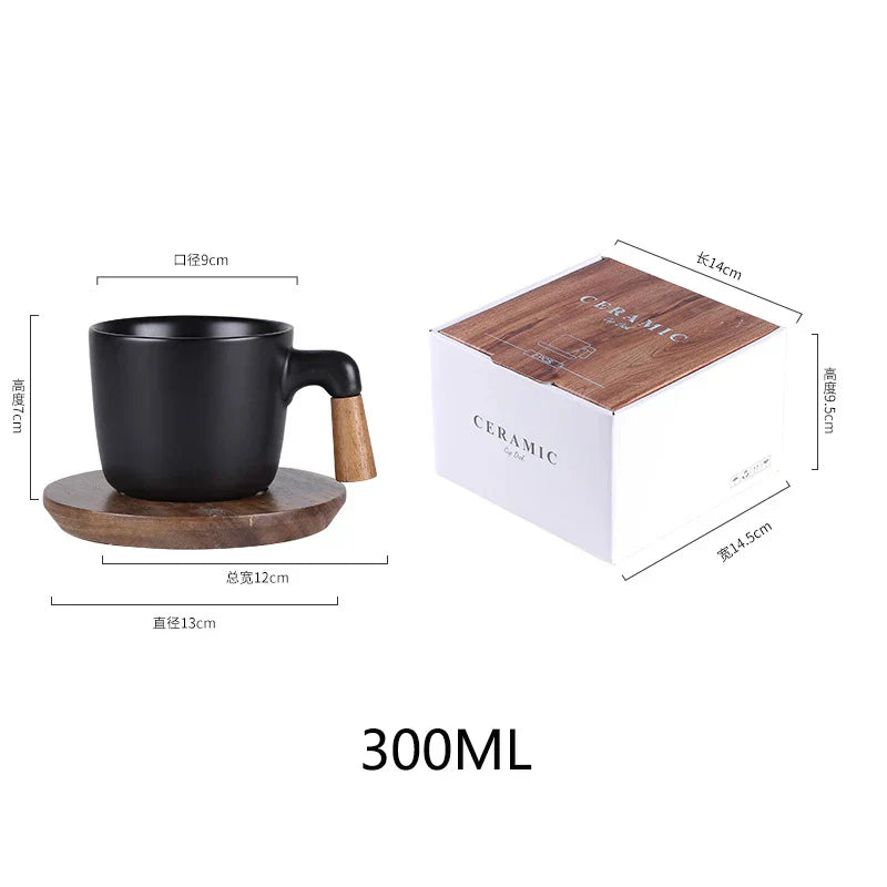DecorBites™ Japanese Style Ceramic Tea Pot Set with Wooden Handle | Heat-Resistant Borosilicate Glass