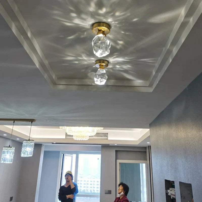 DecorBites™ Crystal Aisle Ceiling Light | Modern & Luxe All-Copper Fixture for Entryway & Cloakroom