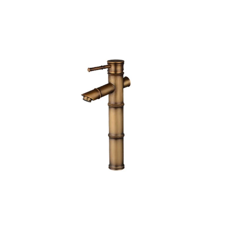 DecorBites™ Antique Brass Bamboo Basin Faucet Single Handle Hot Cold Water Tap