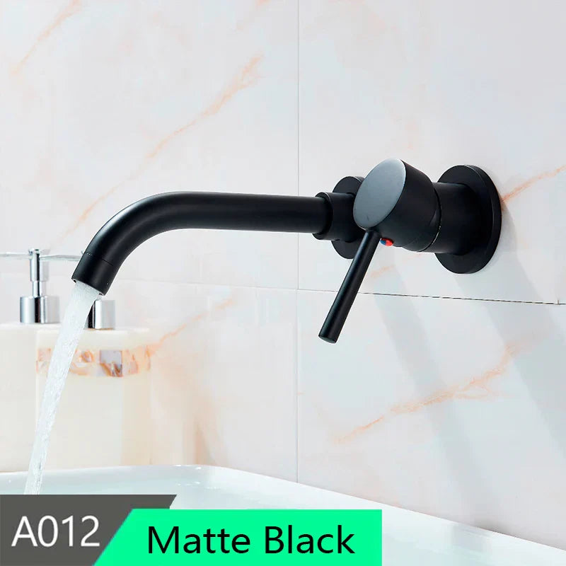 DecorBites™ Brass Wall Mount Basin Faucet: Single Handle Vessel Sink Mixer Tap