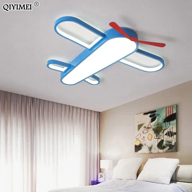 DecorBites™ Blue Airplane LED Child Chandelier for Kids Room, Modern Bedroom Lighting Fixture