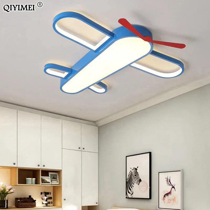 DecorBites™ Blue Airplane LED Child Chandelier for Kids Room, Modern Bedroom Lighting Fixture