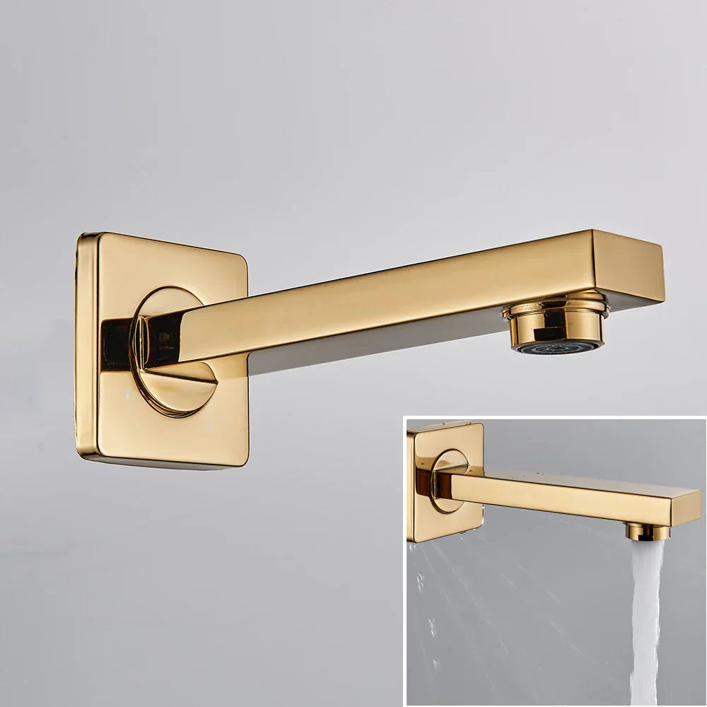 DecorBites™ Golden LED Rainfall Shower Faucet with 3-way Mixer and Brass Spout