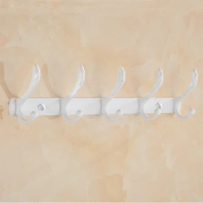 DecorBites™ Gold & White Bathroom Accessories Set: Corner Shelf, Paper Holder, Towel Holder, Toilet Brush Holder, Towel Rack