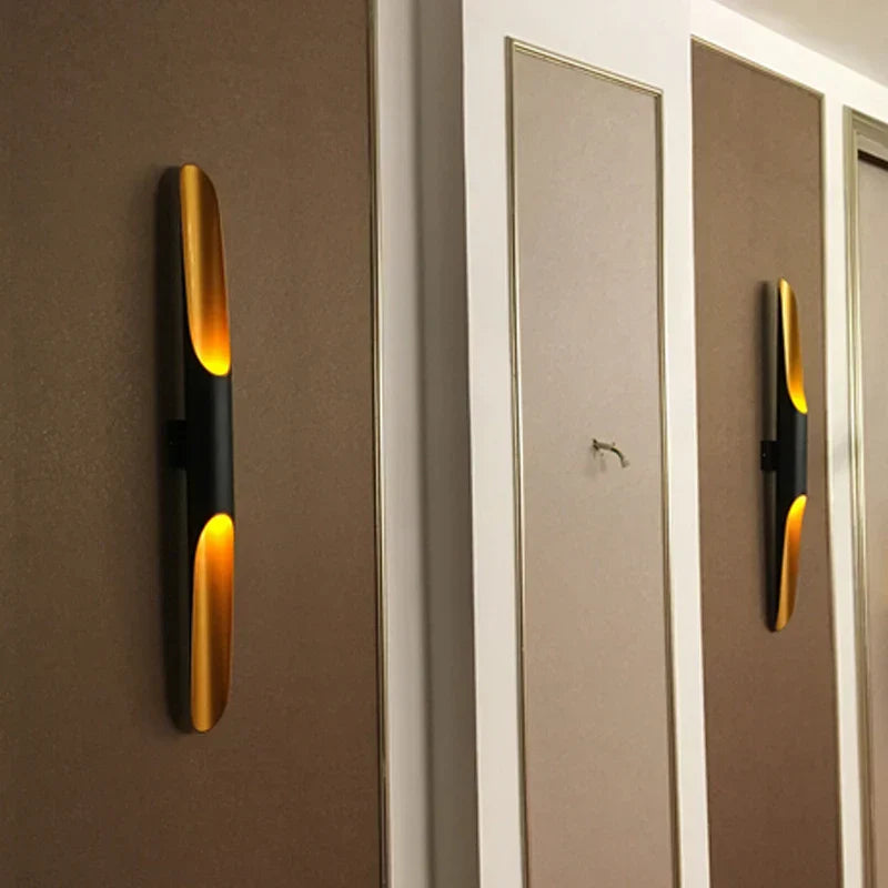 DecorBites™ Black Gold Aluminum Tube Wall Sconce for Bedroom Living Room Decor