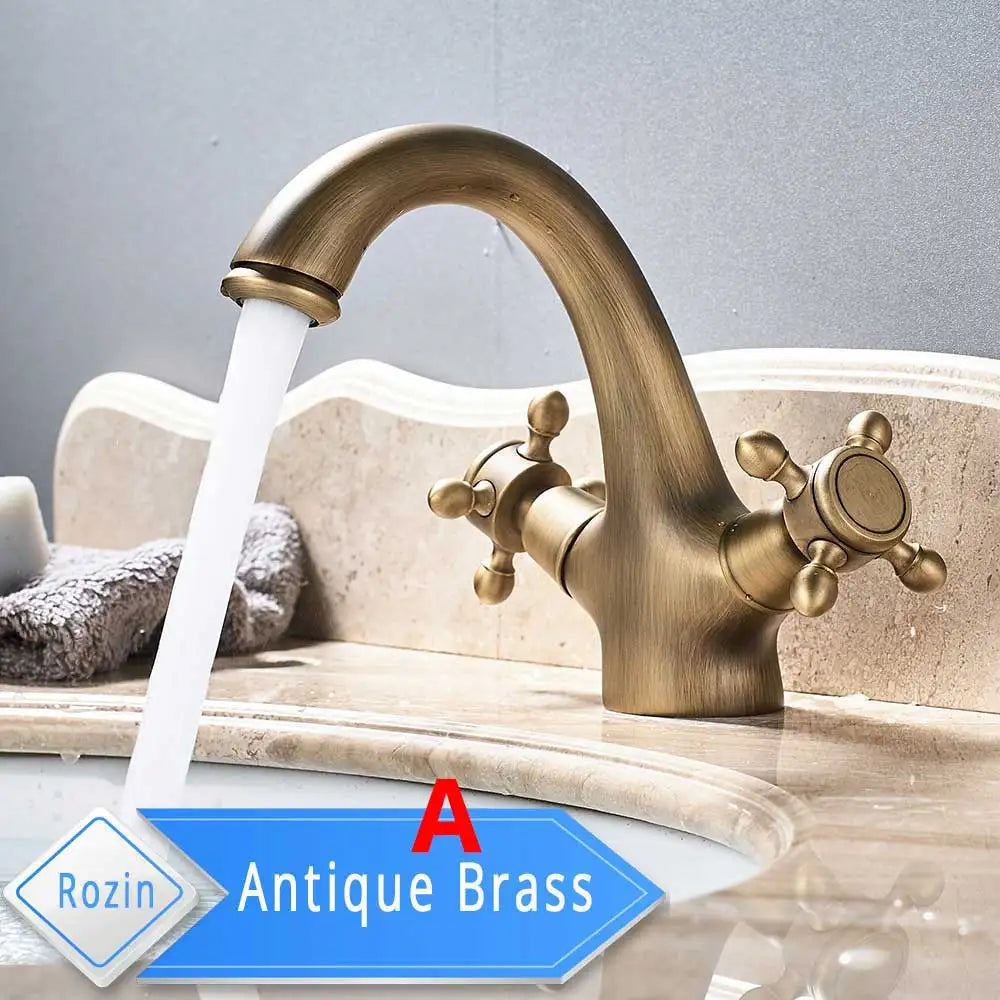 DecorBites™ Gold Vessel Sink Mixer Tap Deck Mounted Basin Faucet Hot Cold Water Mixer