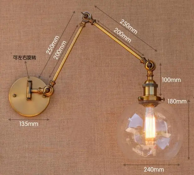 DecorBites™ Antique Brass Loft Industrial Wall Lamp Swing Arm Sconce