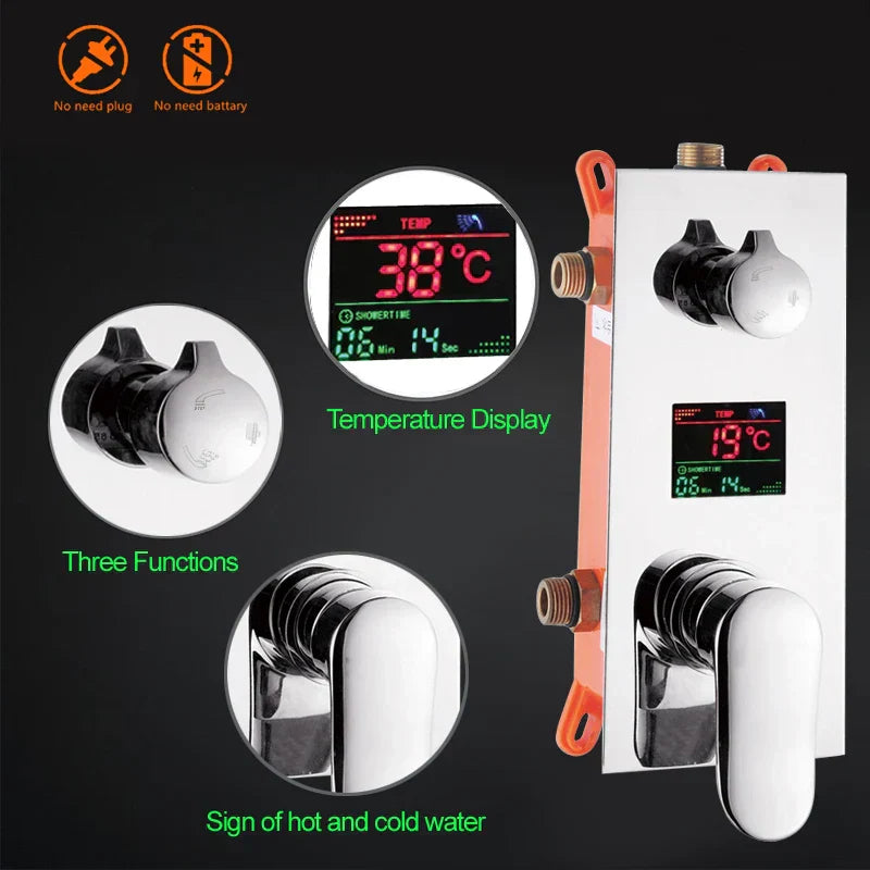 DecorBites™ Digital Shower Mixer with Intelligent Display Control - Chrome Finish