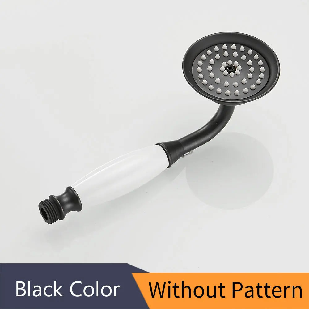 DecorBites™ Antique Brass Hand Held Shower with Luxury Ceramics - Round Rainfall Faucet