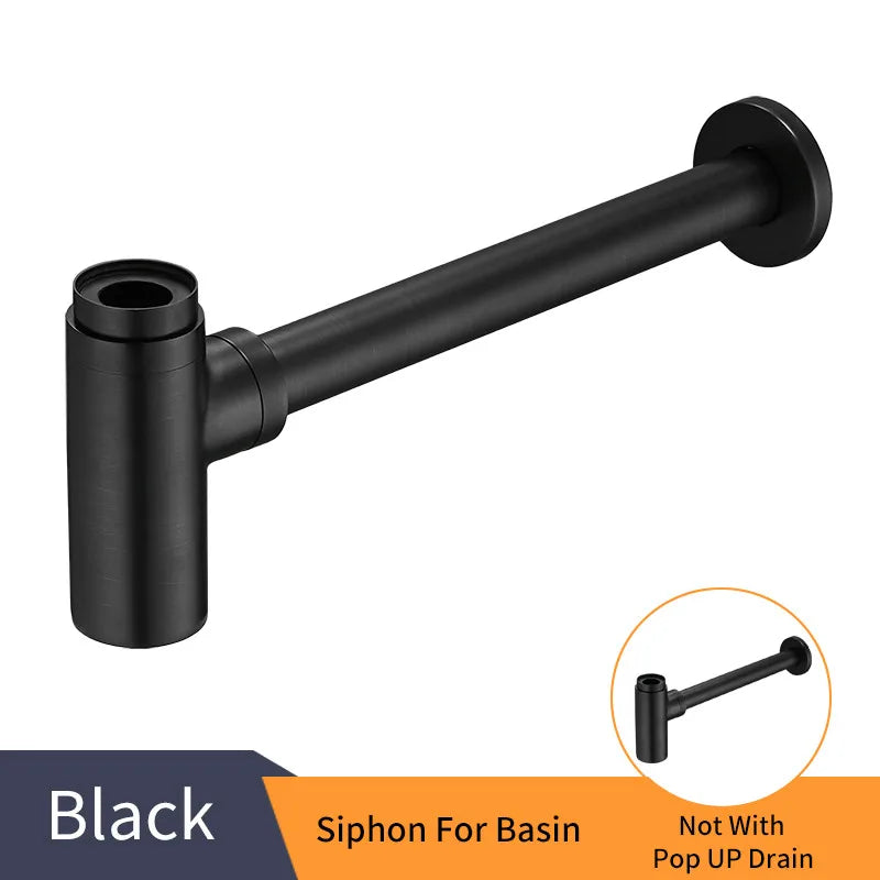 DecorBites™ Brass Round Bottle Trap Oil Rubbed Bronze Black Siphon for Bathroom Vanity