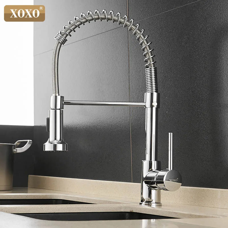 DecorBites™ Brushed Nickel Kitchen Faucet Pull Out Swivel Mixer Tap 1343A-S