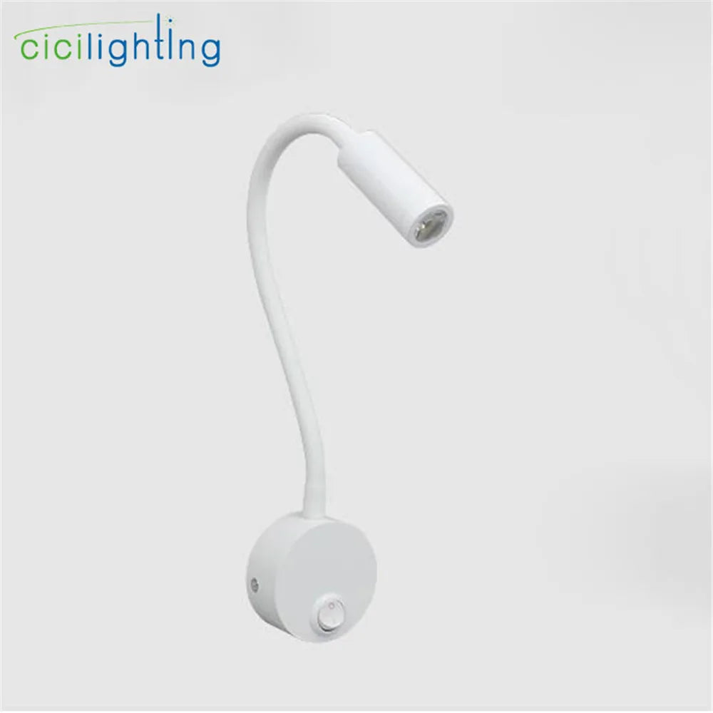 DecorBites™ Dimmable LED Wall Sconce Lamp for Bedroom, Living Room, Kids Room - 3W Adjustable Gooseneck Reading Light
