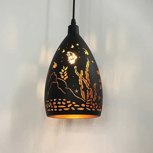 DecorBites™ LED Iron Cage Pendant Light - Modern Metal Fixture for Living Room and Restaurant