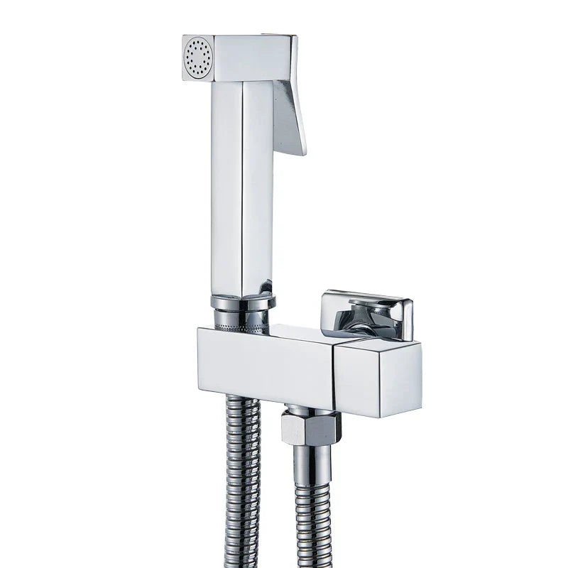 DecorBites™ Black Bidet Faucet with Single Handle, Wall Mounted, Cold Water, Brass Sprayer Head