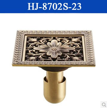 DecorBites™ Antique Brass Square Shower Floor Drain Strainer Grate - HJ-8702S