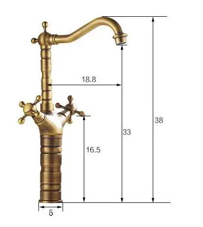 DecorBites™ Antique Brass Porcelain Basin Mixer Hot Cold Tap - 360 Degree Swivel Kitchen Faucet