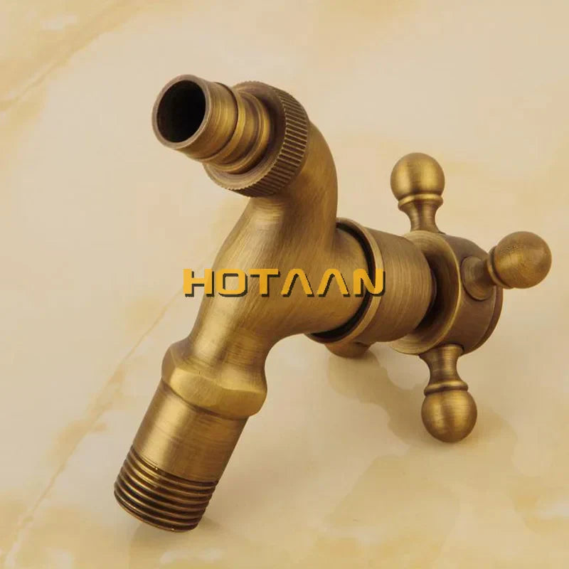 DecorBites™ Antique Brass Finish Wall Mount Garden Bibcock Faucet