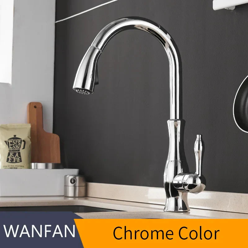 DecorBites™ Black Single Handle Pull Out Kitchen Faucet - Swivel 360° Water Mixer Tap