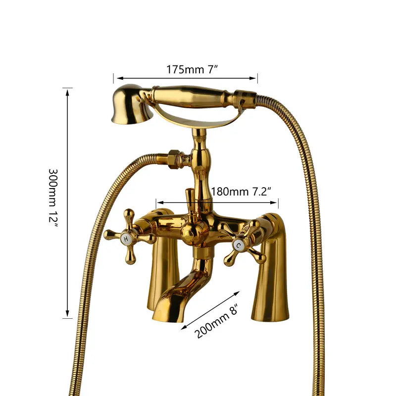 DecorBites™ Golden Bathtub Faucet with Handshower and 2 Handles