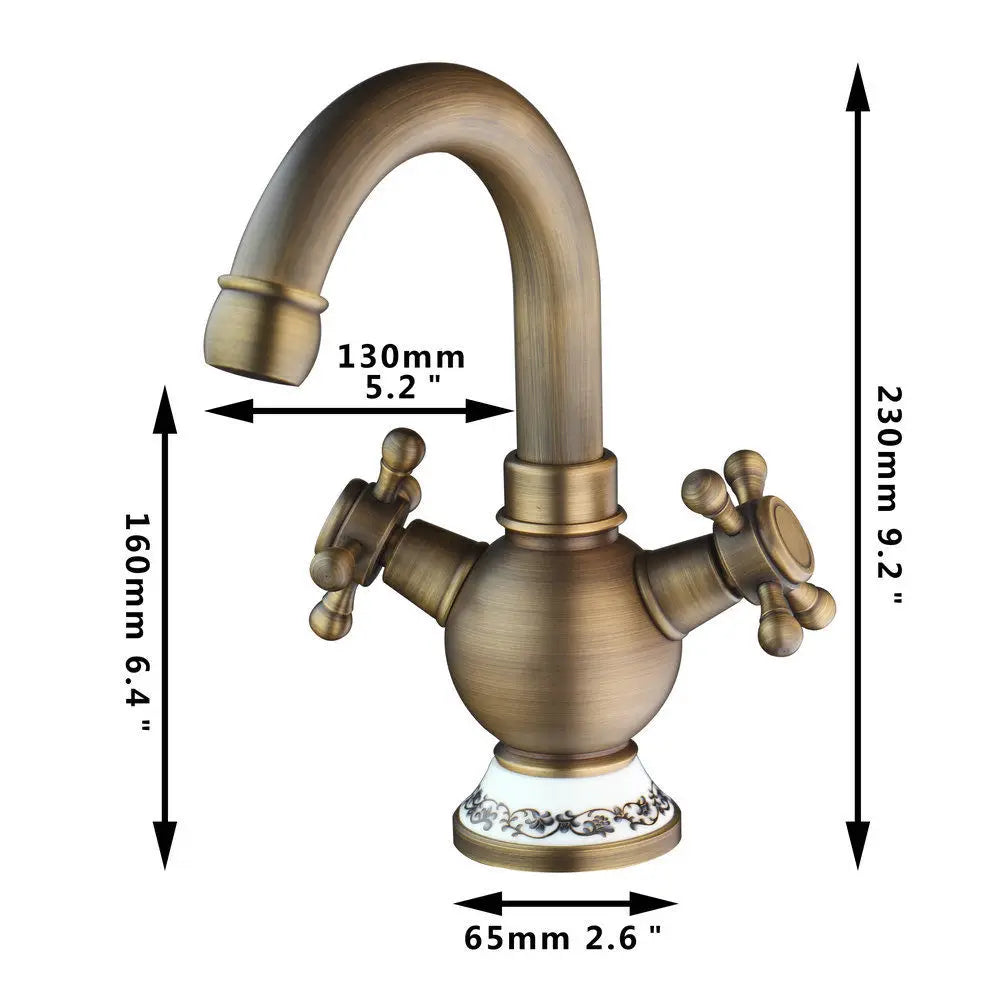 DecorBites™ Antique Brass Swivel Bathroom Faucet Mixer Tap with Single Handle