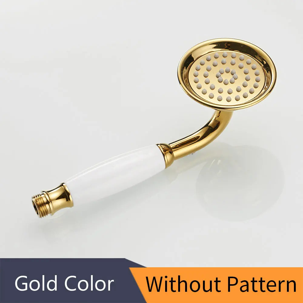 DecorBites™ Antique Brass Hand Held Shower with Luxury Ceramics - Round Rainfall Faucet