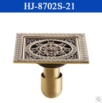 DecorBites™ Antique Brass Square Shower Floor Drain Strainer Grate - HJ-8702S