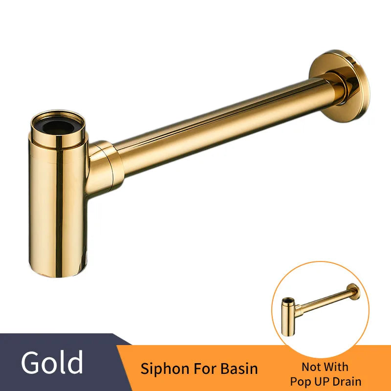 DecorBites™ Brass Round Bottle Trap Oil Rubbed Bronze Black Siphon for Bathroom Vanity