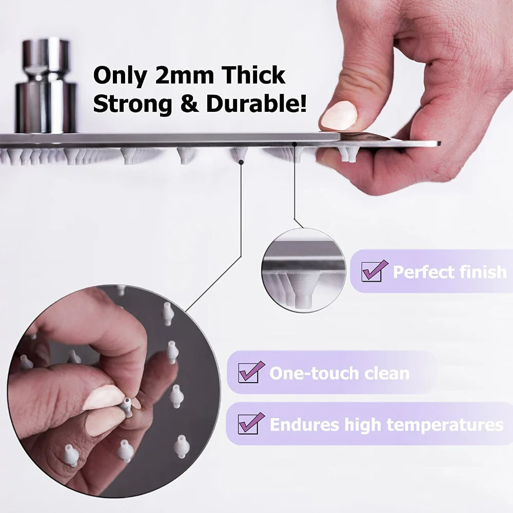 DecorBites™ Bright Chrome 8" Shower Head with 15" Arm and 59" Hose - Wall Mounted Rainfall