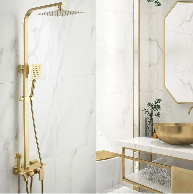 DecorBites™ Brushed Gold Bath & Shower Faucet Set for Luxurious Rainfall Experience